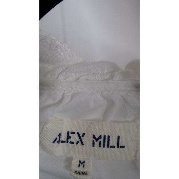 ALEX MILL 'Regan' White Linen Ruffle Collar Midi Dress with Belt MEDIUM - Picture 8 of 10